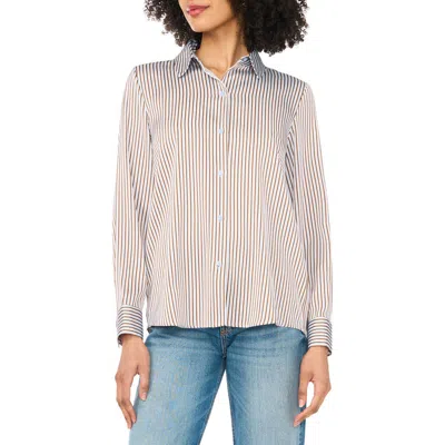 Vince Camuto Satin Long Sleeve Button-up Shirt In Multi
