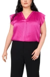 Vince Camuto Satin Pinstripe Chiffon Top In Pink