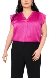 Vince Camuto Satin Pinstripe Chiffon Top In Purple