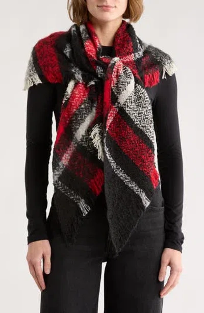 Vince Camuto Scale Plaid Fringe Scarf In Multi