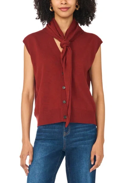 Vince Camuto Scarf Neck Button Front Sweater Vest In Red
