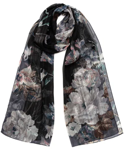 Vince Camuto Scatter Floral Oblong Scarf In Black
