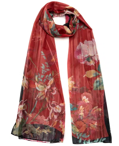 Vince Camuto Scatter Floral Oblong Scarf In Red