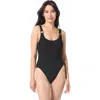 Vince Camuto Scoop Neck Ring One Piece Swimsuit In Black