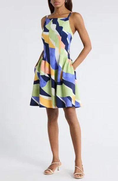 Vince Camuto Scuba Knit Fit & Flare Dress In Multi