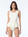 Vince Camuto Scuba Knit Skirted One Piece Swimsuit In White