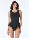 Vince Camuto Scuba Knit Skirted One Piece Swimsuit In Black