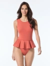 Vince Camuto Scuba Knit Skirted One Piece Swimsuit In Red