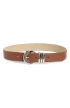 Vince Camuto Sculptural Buckle Belt In Brown
