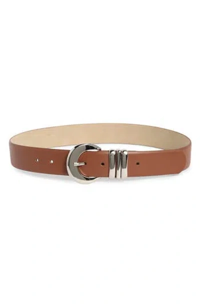 Vince Camuto Sculptural Buckle Belt In Brown