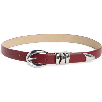 Vince Camuto Sculptural Buckle Belt In Burgundy