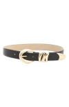 Vince Camuto Sculptural Faux Leather Belt In Black Gold