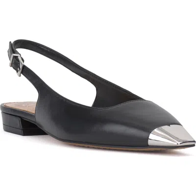 Vince Camuto Sellyn Cap Toe Slingback Flat In Black