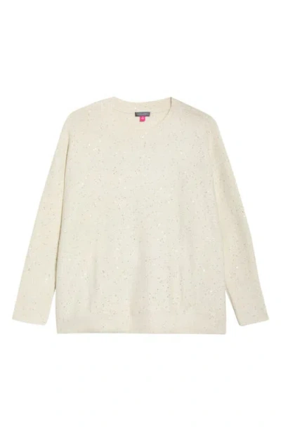 Vince Camuto Sequin Accent Creweck Sweater In Neutral