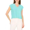 Vince Camuto Sequin Accent Short Sleeve Sweater In Pale Teal Shine
