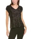 Vince Camuto Sequin Cap Sleeve Top In Black