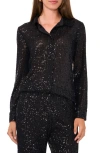 Vince Camuto Womens Metallic Nylon Wrap Top In Rich Black