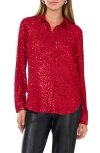 Vince Camuto Sequin Button-up Shirt In Red