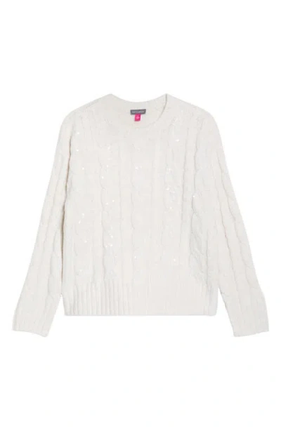 Vince Camuto Sequin Cable Sweater In White