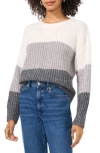Vince Camuto Sequin Colorblock Stripe Sweater In New Ivory