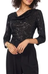 Vince Camuto Womens Metallic Nylon Wrap Top In Rich Black