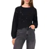 Vince Camuto Sequin Crewneck Sweater In Black