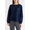 Vince Camuto Sequin Crewneck Sweater In Blue
