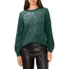 Vince Camuto Sequin Crewneck Sweater In Green