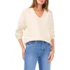 Vince Camuto Sequin Detail V-neck Sweater In White