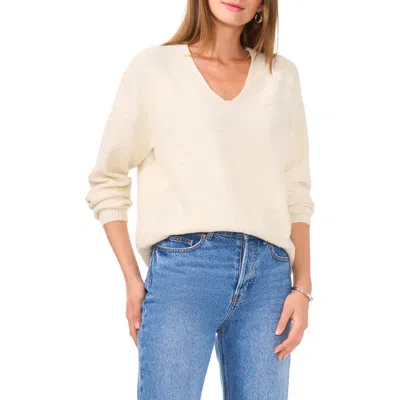 Vince Camuto Sequin Detail V-neck Sweater In White