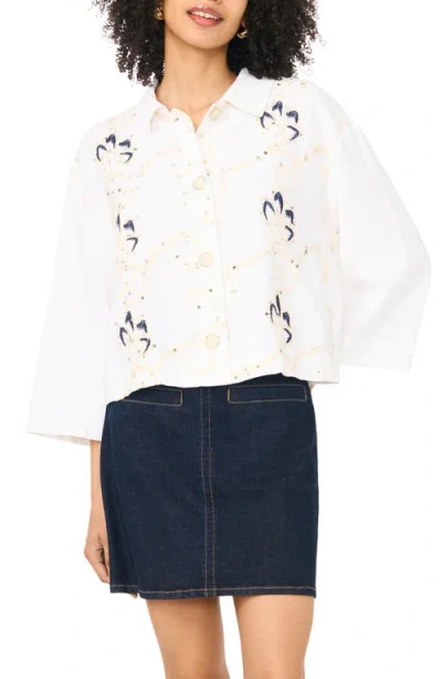 Vince Camuto Sequin Embroidered Shirt In White