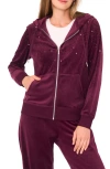 Vince Camuto Sequin Front Zip Hoodie In Burgundy