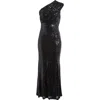 Vince Camuto Sequin One-shoulder Sheath Gown In Black