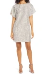 Vince Camuto Sequin Short Sleeve Shift Dress In Champagne