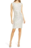 Vince Camuto Sequin Sleeveless Body-con Sheath Dress In Champagne