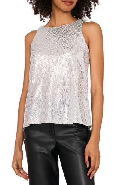 Vince Camuto Sequin Sleeveless Top In Gray