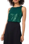 Vince Camuto Sequin Sleeveless Top In Green