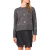 Vince Camuto Sequin Star Detail Crewneck Sweater In Gray