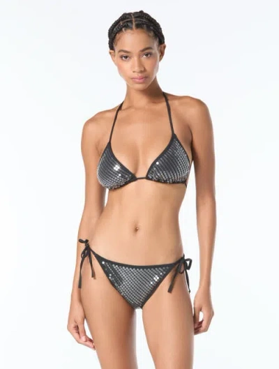 Vince Camuto Sequin String Triangle Bikini Swim Top In Black