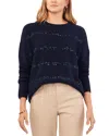 Vince Camuto Women's Crewneck Sequin Stripe Long Sleeve Sweater In Classic Navy
