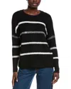 Vince Camuto Sequin Stripe Sweater In Black