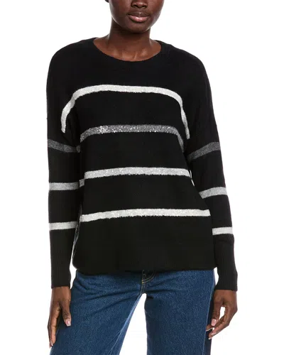 Vince Camuto Sequin Stripe Sweater In Black