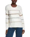 Vince Camuto Sequin Stripe Sweater In White