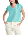 Vince Camuto Sequin Accent Short Sleeve Sweater In Blue