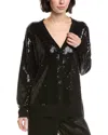 Vince Camuto Sequin Wool-blend Cardigan In Black