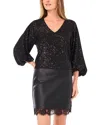 Vince Camuto Sequined Raglan Top In Black