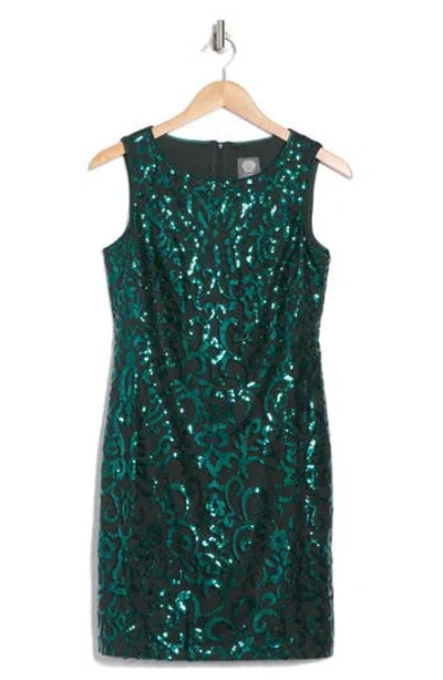 Vince Camuto Sequined Sheath Dress In Hunter