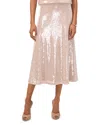 Vince Camuto Sequin Bias Cut Midi Skirt In Rose Gold
