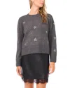 Vince Camuto Sequin Star Detail Crewneck Sweater In Gray