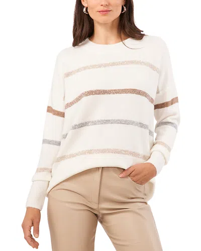 Vince Camuto Sequinned Striped Sweater In Anqitue White